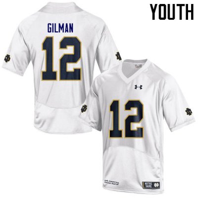 Notre Dame Fighting Irish Youth Alohi Gilman #12 White Under Armour Authentic Stitched College NCAA Football Jersey XGY3899YV